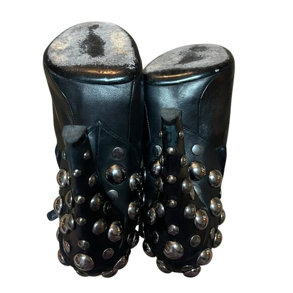 Gucci Babouska Leather Ankle Booties Back Silver Studded EU 35.5 US 5.5 - Picture 9 of 13